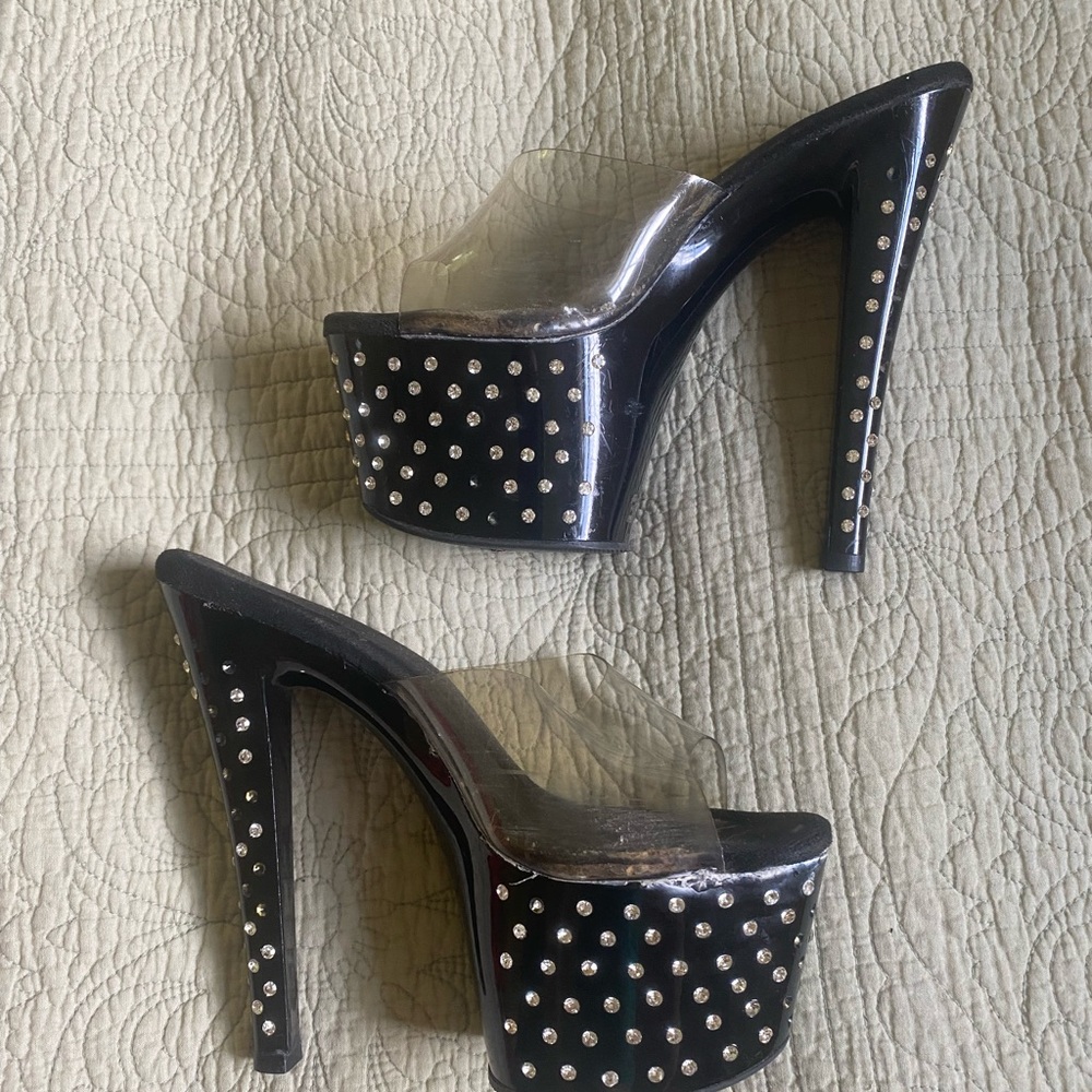 Pleaser Black Rhinestone Heels